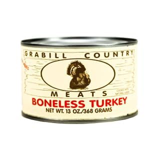 Grabill Country Meats - Pack of 12 - Boneless Turkey - Fully Cooked & Ready To Eat - 13 oz. Cans Boxed