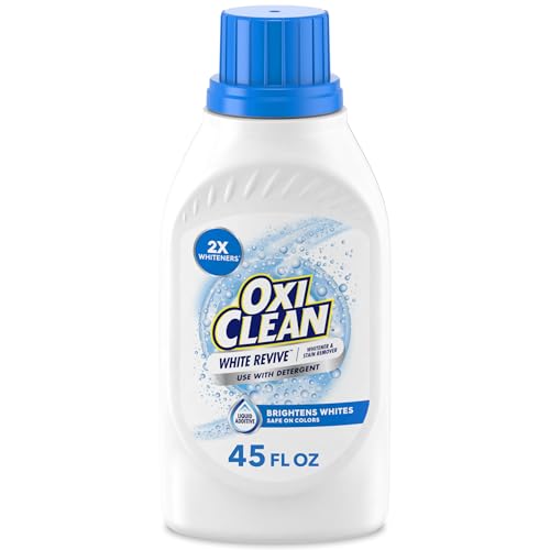 OxiClean White Revive Whitener & Stain Remover Liquid Additive, Water-Activated Oxygen Bleach for Laundry, 45 fl oz