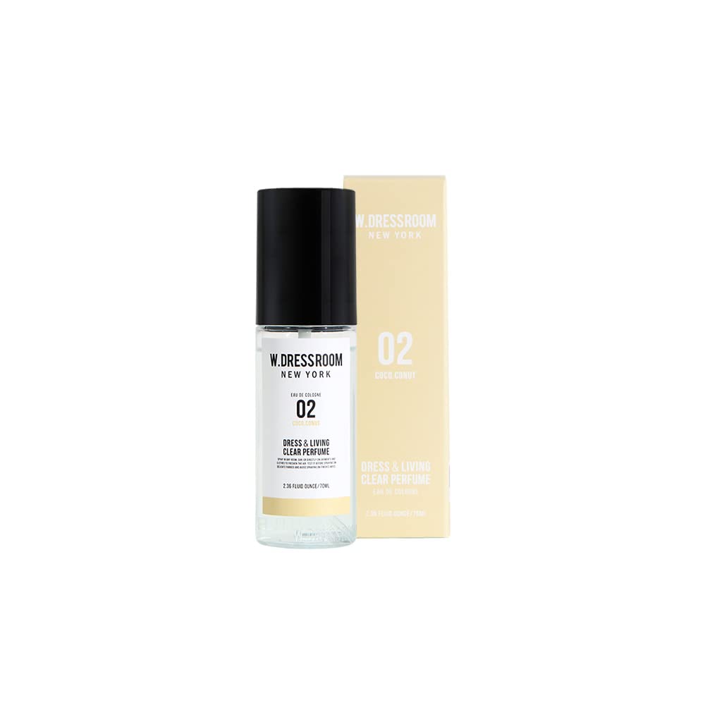 W.Dressroom No.02 Coco.Conut Dress & Living Clear Perfume (2.36 oz) - Fresh Scent for Clothes, Fabrics, Carpets & Rooms, Natural Odor Eliminator