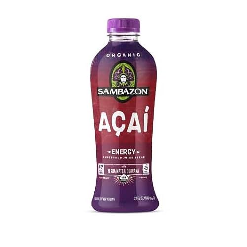 Sambazon Organic Acai Berry Plus Yerba Mate Plus Guarana Energy Superfood Juice Blend, 32 Fluid Ounce -- 6 per case.
