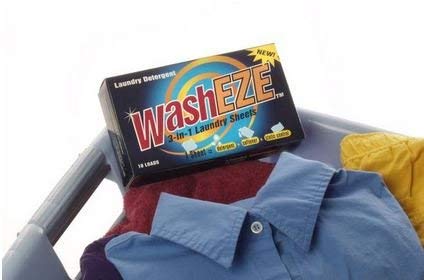 WashEZE Travel Size 3 in 1 Laundry Detergent Sheets Lightly Scented 24-2 packs Travel Friendly
