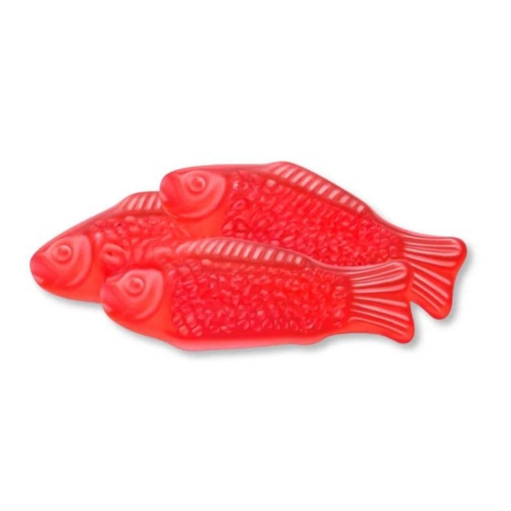 Red Chewy Fish Shaped Candy Soft Fruit Flavored Pieces Bulk Bag - 1 lb (Approx. 60 pieces)