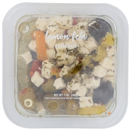 Delallo, Olives Lemon Feta Antipasti In Oil, 7 Ounce