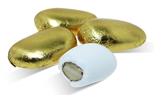 Dulcefina chocolate and Sweets, Gold Foil Wrapped Almond Dragees (1.100 Lbs)