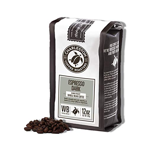 Charleston Coffee Roasters | Specialty Organic Whole Bean Coffee | Hand Picked, Premium Slow Roast | (Espresso Dark, Bold Roast) 12oz