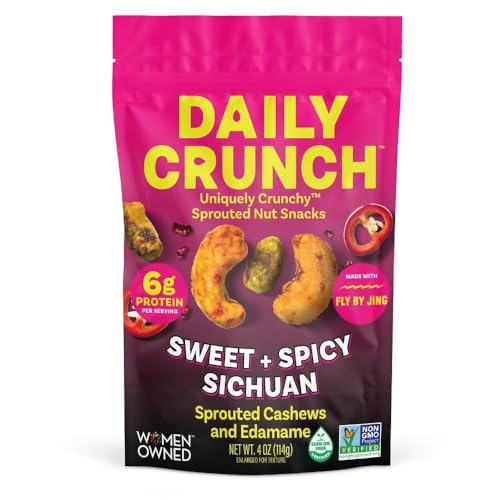 Daily Crunch, Cashews Edamame Sprouted Sweet Sichuan, 4 Ounce