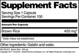Brown Rice - 450 mg (100 Capsules, ZIN: 521310)