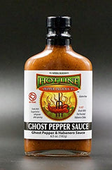 HOT LINE PEPPER PRODUCTS Gourmet Hot Sauces (Ghost Pepper, 4 pack) Hot Line Pepper Products Ghost Pepper Sauce - Fiery & Flavorful Blend of Ghost