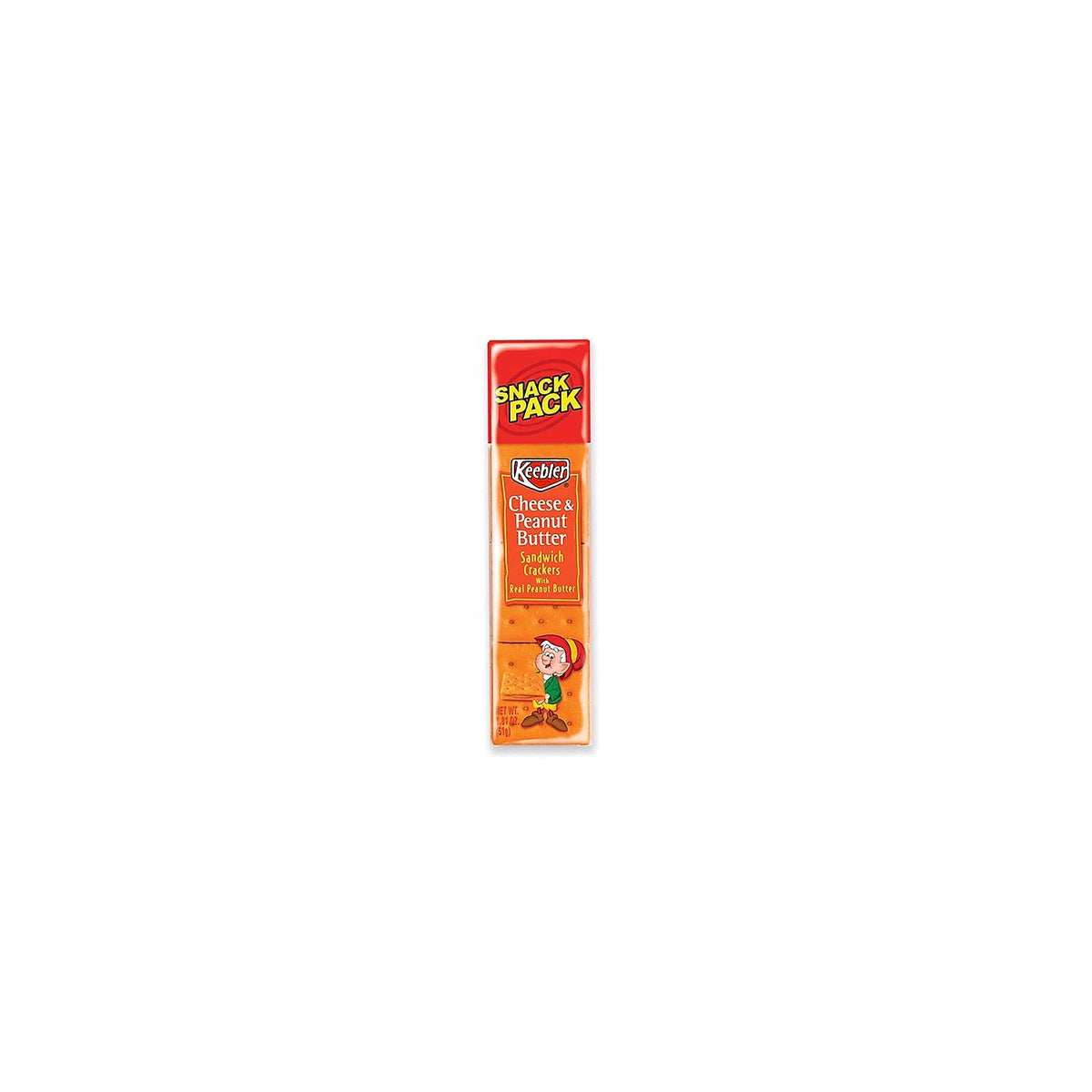 Sandwich Crackers, Cheese & Peanut Butter, 8-Piece Snack Pack, 12/Box