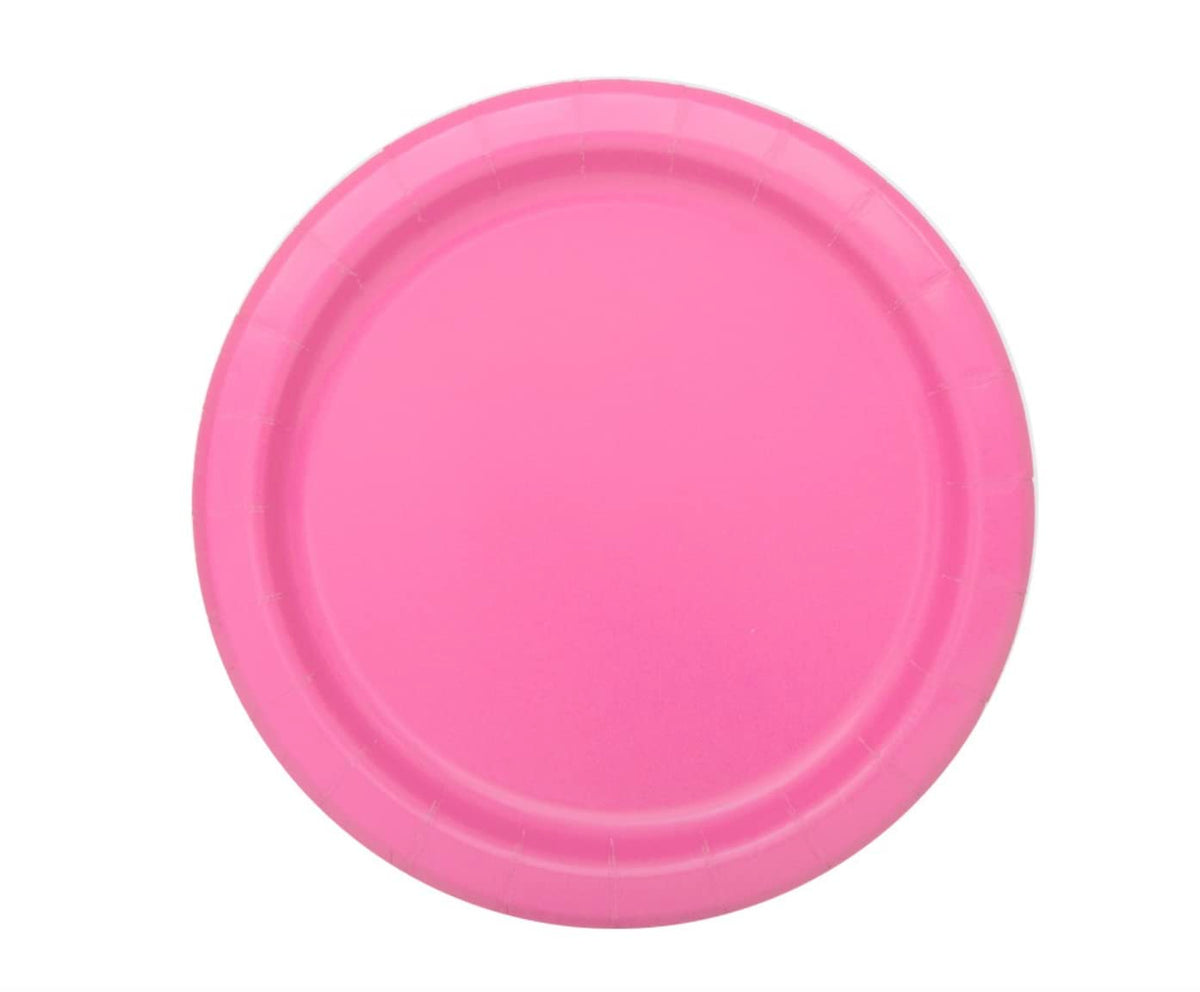 Hot Pink Solid Round Dessert Paper Plates - 7" (Pack of 8) - Vibrant Party Plates for Appetizing Treats - Perfect for Birthdays & Events