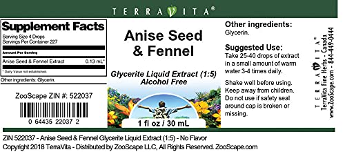 Anise Seed & Fennel Glycerite Liquid Extract (1:5) - No Flavor (1 oz, ZIN: 522037) - 3 Pack