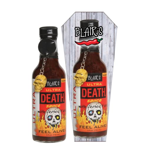 Blair's Ultra Death Sauce 5 Oz - Habanero, Jolokia, Scorpion Peppers - 900x Hotter Than a Jalapeno! - Comes with Skull Key Chain