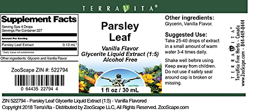 Parsley Leaf Glycerite Liquid Extract (1:5) - Vanilla Flavored (1 oz, ZIN: 522794) - 3 Pack
