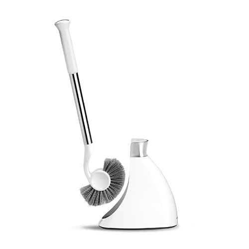 simplehuman Toilet Brush with Caddy, Stainless Steel, White