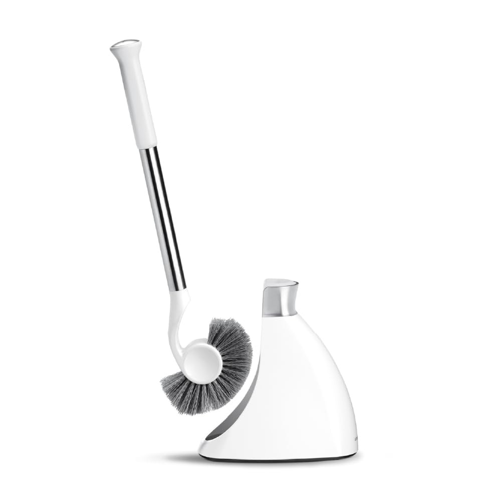 simplehuman Toilet Brush with Caddy, Stainless Steel, White