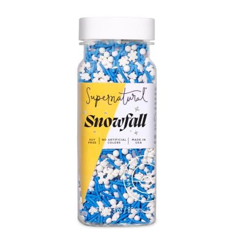 Snowfall Natural Winter Snowflake Sprinkles by Supernatural, Blue & White, No Artificial Dyes, Soy Free, Gluten Free, Vegan, 3oz