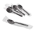 Individually Wrapped Heavy Weight Plastic Spoon (1000, Black Soup Spoon)