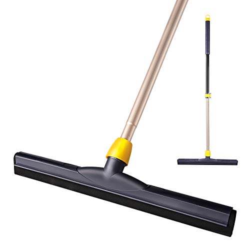 Yocada Floor Squeegee Scrubber Adjustable Telescopic Pole Heavy Duty Household Broom EVA Foam Blade for Garage Courtyard Shower Bathroom Floor Marble