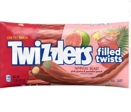 Twizzlers Filled Twists, Tropical Blast Flavor, Low Fat Snack 11 OZ. 2 Pack