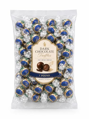Dark Chocolate Oatmilk Truffles Individually Wrapped Bulk Bag - 1 lb (Approx. 35 pieces)