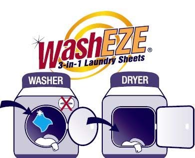 WashEZE Travel Size 3 in 1 Laundry Detergent Sheets Lightly Scented 24-2 packs Travel Friendly
