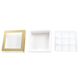 BAKIPACK 12 Gold Truffle Boxes with 9-Piece Plastics Tray, Chocolates Boxes