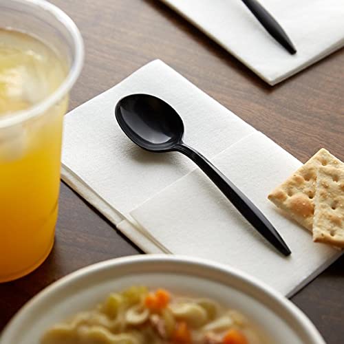 Individually Wrapped Heavy Weight Plastic Spoon (1000, Black Soup Spoon)