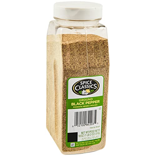 Spice Classics Ground Black Pepper, 18 oz - One 18 Ounce Container of Bulk Ground Black Pepper for Back-of-House Use for Cooking and Grilling
