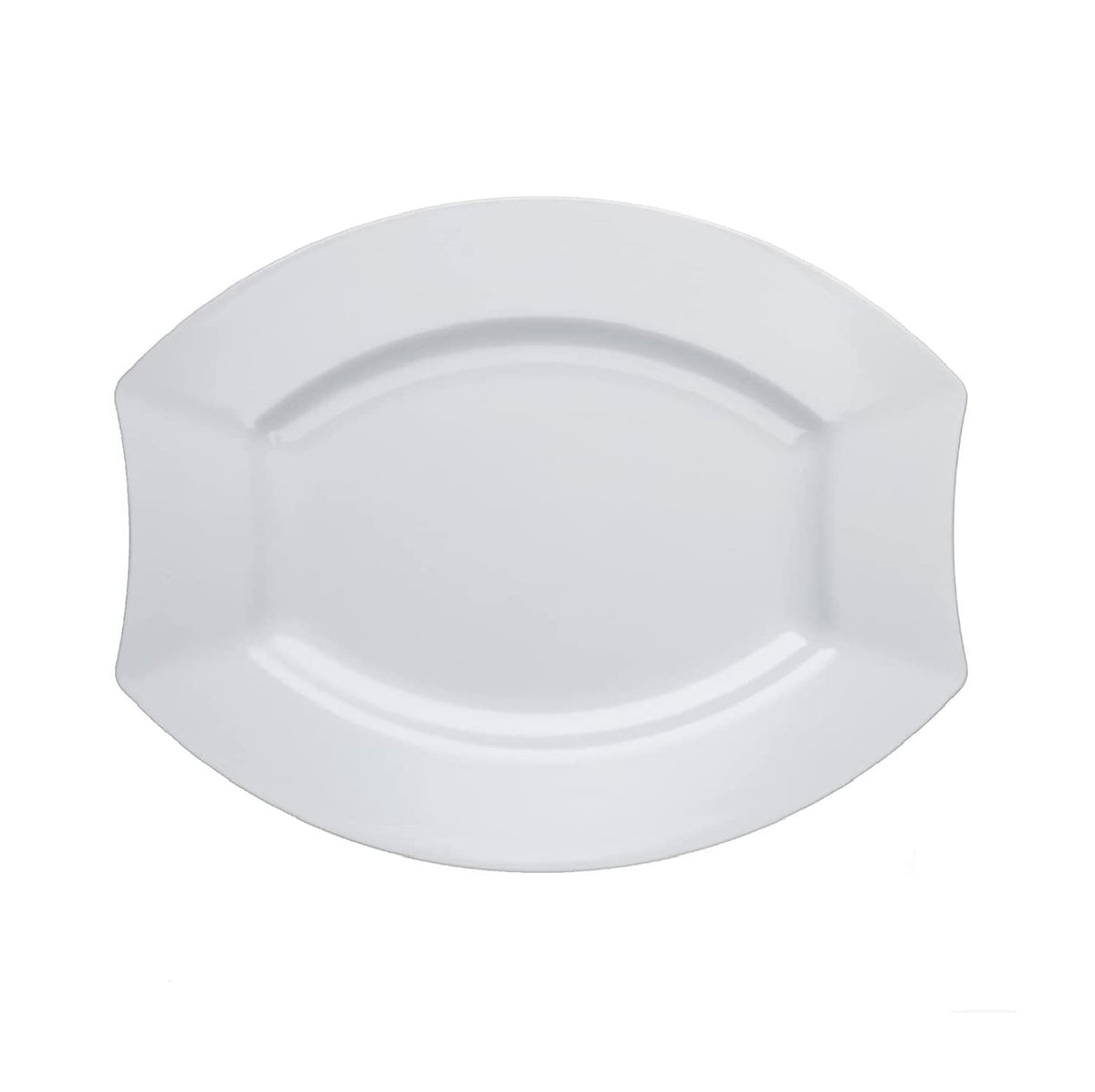 Party Essentials Party Supplies Fancy Plastic Dinnerware For Wedding/Birthday/All Occasions, 7.5" x 6.25", Salad/Dessert Plates, 20-Count, White Oval