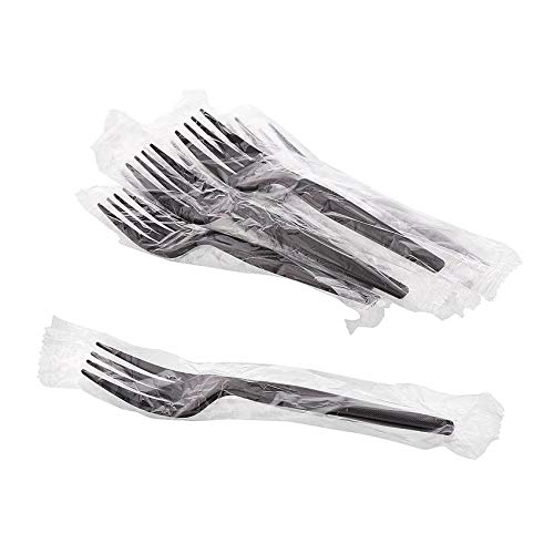 Individually Wrapped Heavy Weight Plastic Fork (1000, Black Fork)