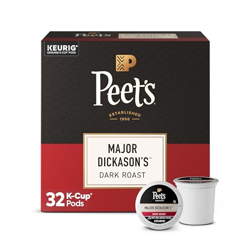 Peet's Coffee, Dark Roast Keurig K-Cup Pods, 100% Arabica Coffee - Major Dickason's Blend 32 Count (1 Box of 32 K-Cup Pods)