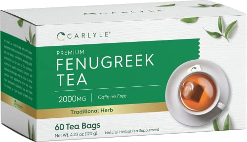 Carlyle Fenugreek Seed Tea | 60 Tea Bags | No Caffeine | Vegetarian, Non-GMO & Gluten Free Herbal Tea Supplement