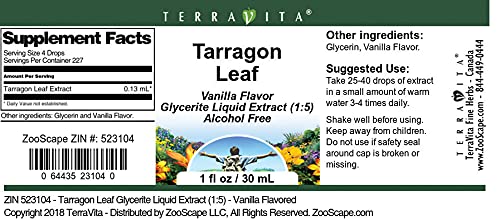 Tarragon Leaf Glycerite Liquid Extract (1:5) - Vanilla Flavored (1 oz, ZIN: 523104) - 3 Pack