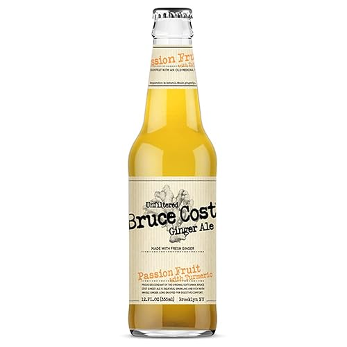 Bruce Cost Unfiltered Ginger Ale - Passion Fruit with Turmeric - 12 oz (24 Glass Bottles)