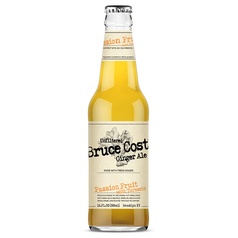 Bruce Cost Unfiltered Ginger Ale - Passion Fruit with Turmeric - 12 oz (24 Glass Bottles)