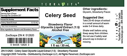 Terravita Celery Seed Glycerite Liquid Extract (1:5) - Strawberry Flavored (1 oz, ZIN: 512820) - 3 Pack