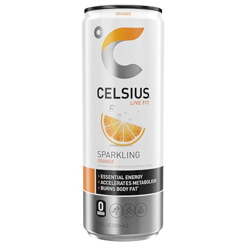 CELSIUS Sparkling Orange, Functional Essential Energy Drink, 12 Fl Oz