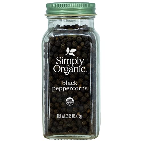 Simply Organic Whole Black Peppercorns, 2.65 Oz
