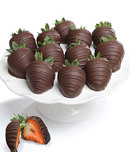 From You Flowers Belgian Dark Chocolate Covered Strawberries - 12 Fresh Dipped Berries Delivered for Birthday, Anniversary & Get Well Gifts