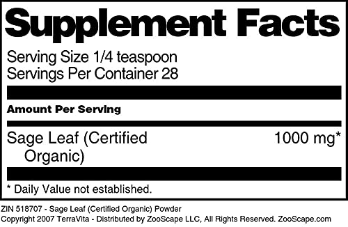 Sage Leaf (Certified Organic) Powder (1 oz, ZIN: 518707) - 3 Pack