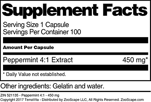 Peppermint 4:1-450 mg (100 Capsules, ZIN: 521135) - 3 Pack