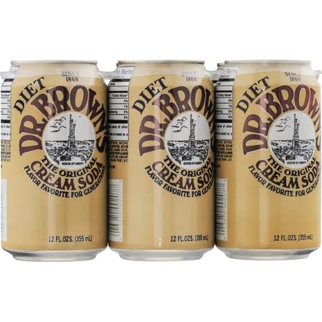 Dr. Brown Diet Cream Soda, Pack of 48, 12oz Cans