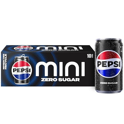 Pepsi Zero Sugar Cola Soda Pop, 7.5 Ounce Mini Cans, (10 Pack)