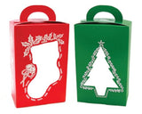 CK Products Window Tote Box Pack of 25 (Mixed Red Christmas Stockings + Green Christmas Trees)