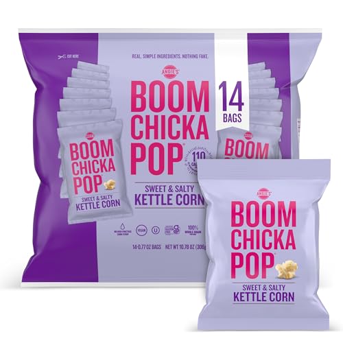 Angie's BOOMCHICKAPOP Sweet & Salty Kettle Corn Popcorn, 0.77 oz. Individual Bag, 14-Count