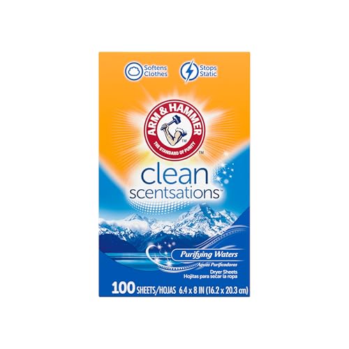 ARM & HAMMER Fabric Softener Sheets, 100 sheets, Purifying Waters