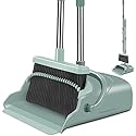kelamayi Upgrade Broom and Dustpan Set, Large Size and with Long Handle, Upright,Ideal for Indoor Outdoor Garage Kitchen Room Office Lobby Use (Green)