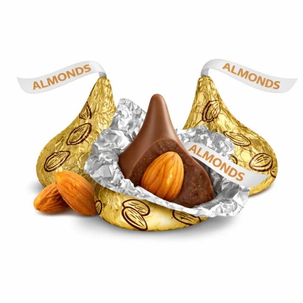 Milk Chocolate with Almond Candy Pieces - Creamy Foil-Wrapped Bite Size Treats for Parties, Candy Buffets, Holiday Desserts & Snacking - 1 lb (Approx