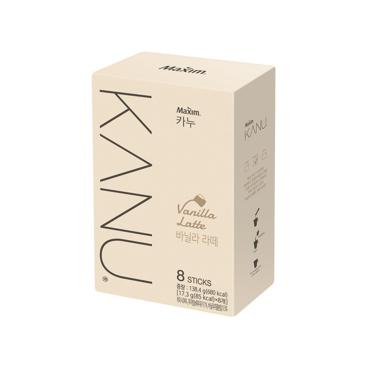 Kanu Vanilla Latte Korean Instant Coffee, Camping Essentials 17.3g x 8 Sticks