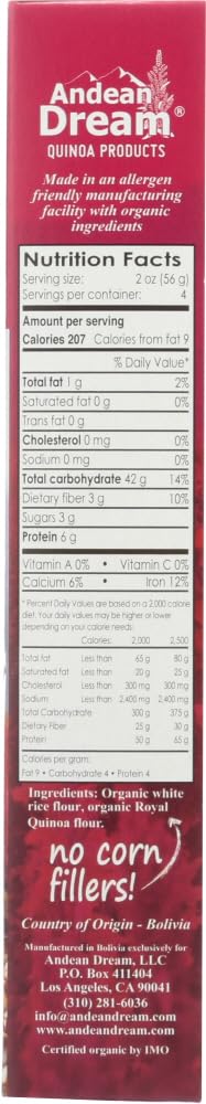 Andean Dream, Gluten-Free Quinoa Fusilli Pasta, 8 Ounce